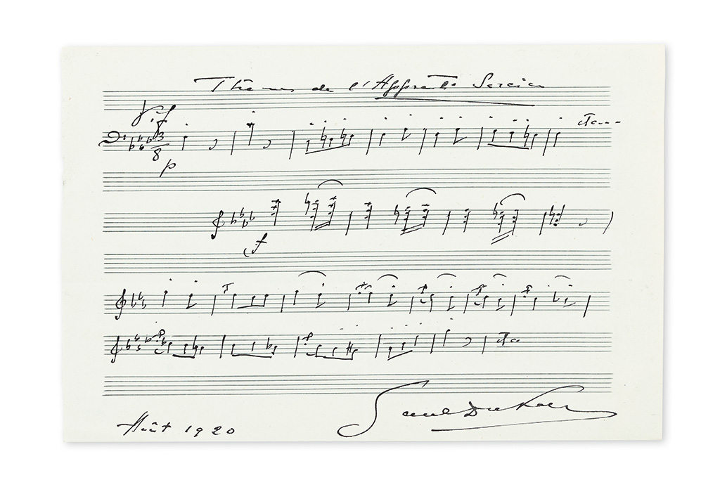 DUKAS, PAUL. Autograph Musical Quotation dated and Signed, 23 bars from his The Sorcerers Apprentice,